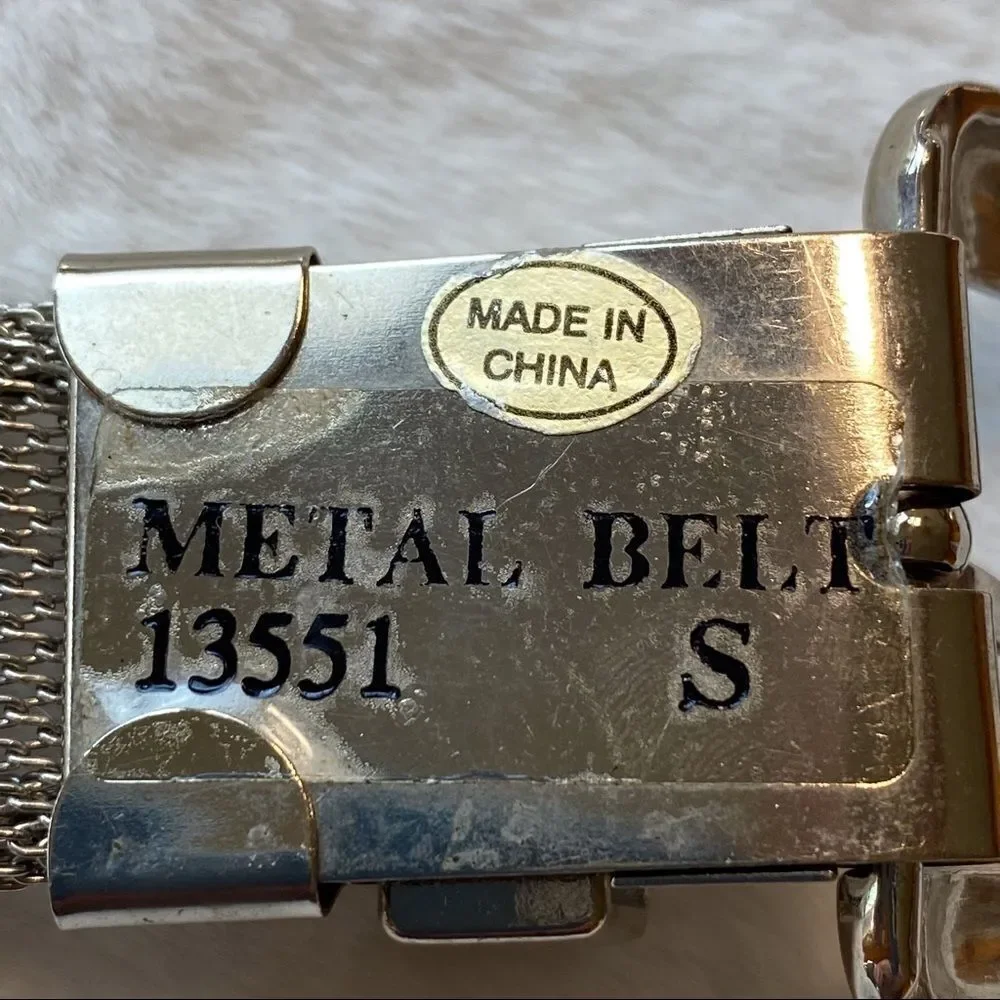 Metal Mesh Silver Tone Indian Head and Beaded Belt Size Small